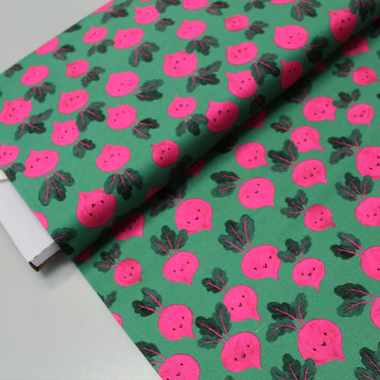 100% cotton  Green Novelty Cotton Fabric - Beetroot