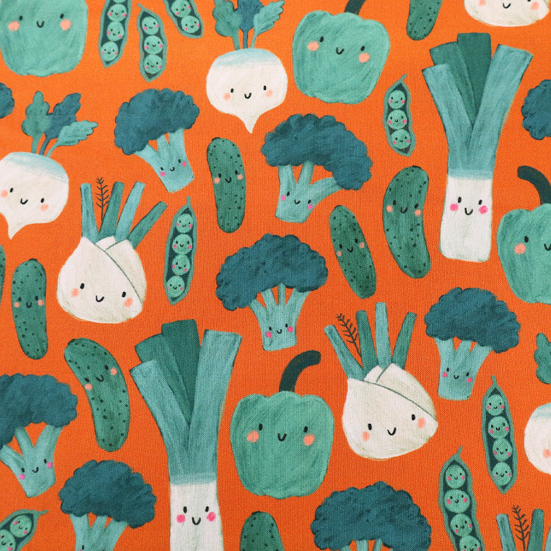 Orange Novelty 100% Cotton Fabric Vegetable Print