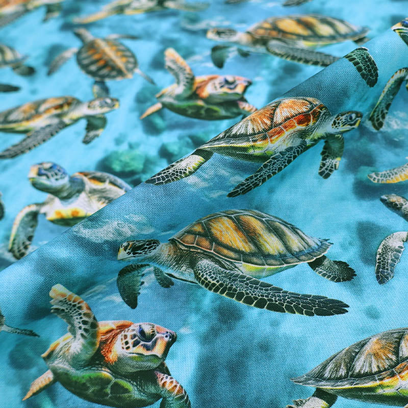 100% Cotton Blue Cotton Turtle Print Fabric