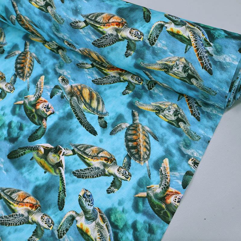 100% Cotton Blue Cotton Turtle Print Fabric