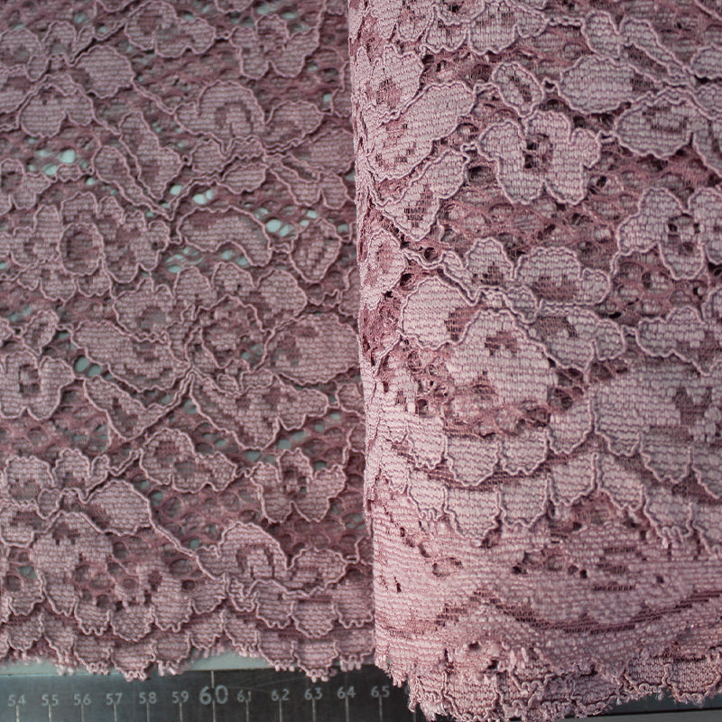 dusky purple lace fabric high quality nylon corded lace