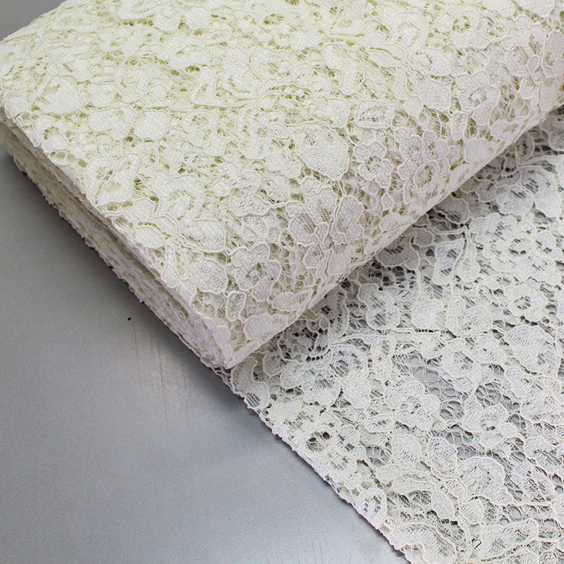 Cream Lace Fabric Polyester corded