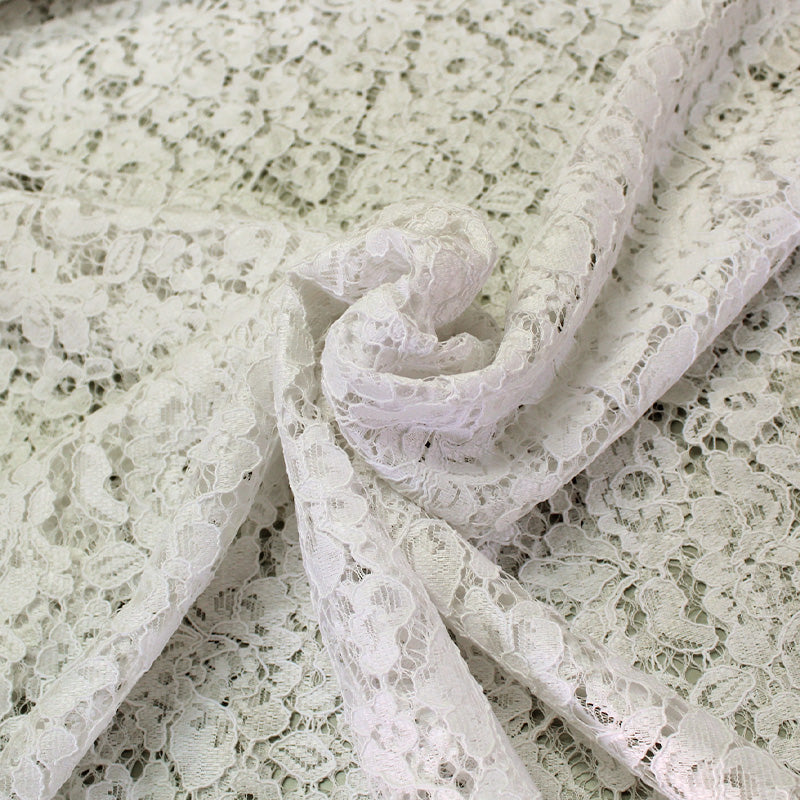 Nylon Corded Soft Cream Lace Fabric