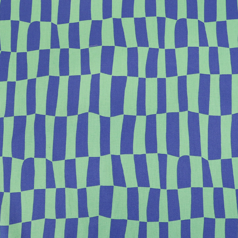 100% Organic Cotton Poplin Fabric - Mint Green and Purple Geometric