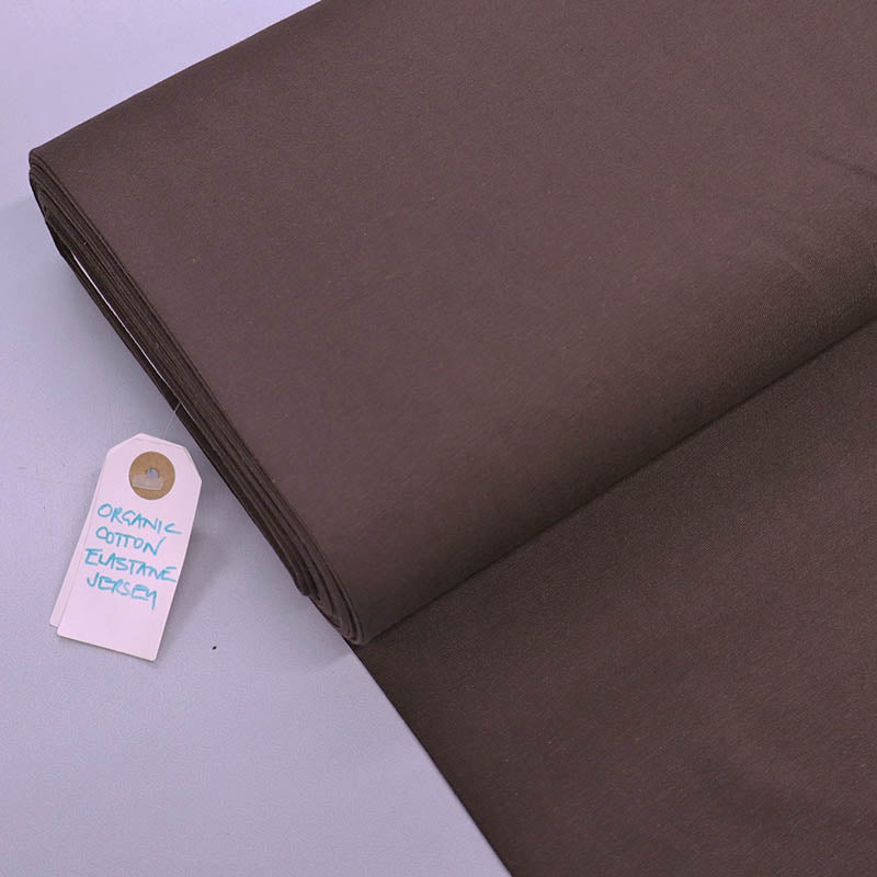 95% Cotton 5% Elastane Dark Brown Organic Cotton Jersey Fabric