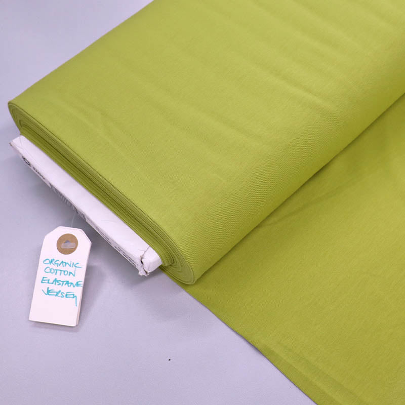  95% Cotton 5% Elastane Lime Green Organic Cotton Jersey Fabric 