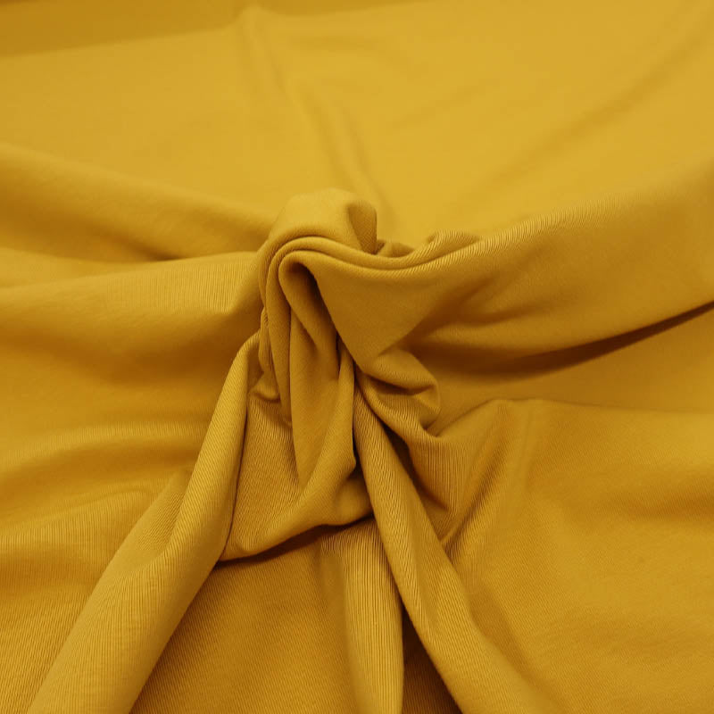 95% Cotton 5% Elastane Mustard Yellow Organic Cotton Jersey Fabric