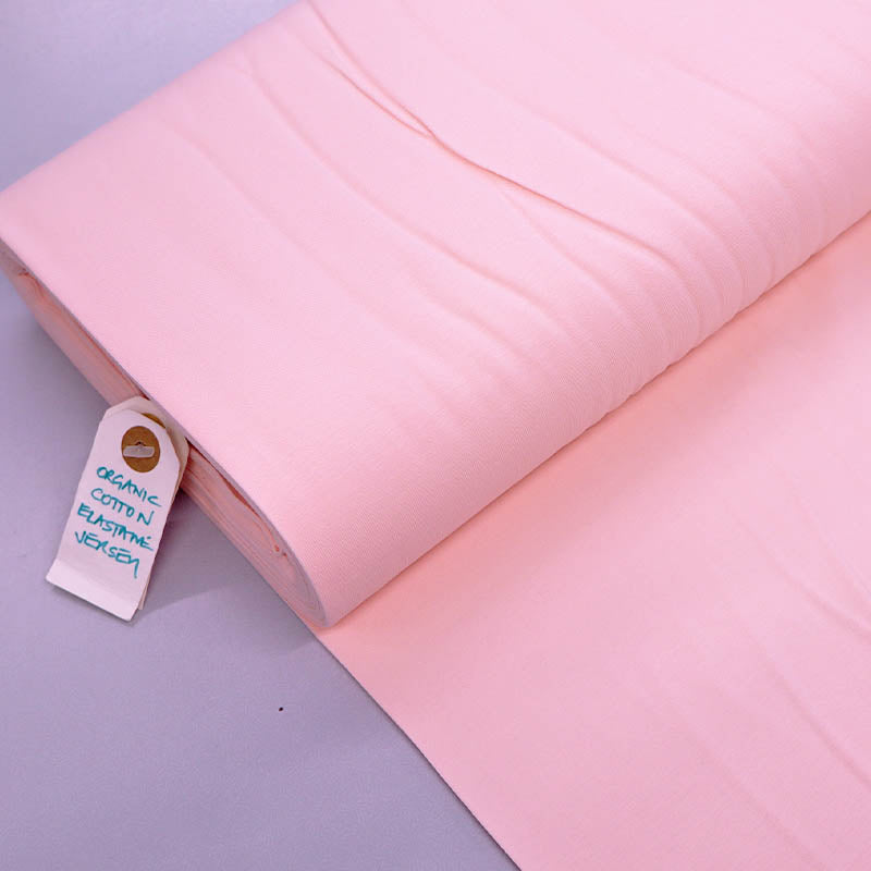 95% Cotton 5% Elastane Pale Pink Organic Cotton Jersey Fabric
