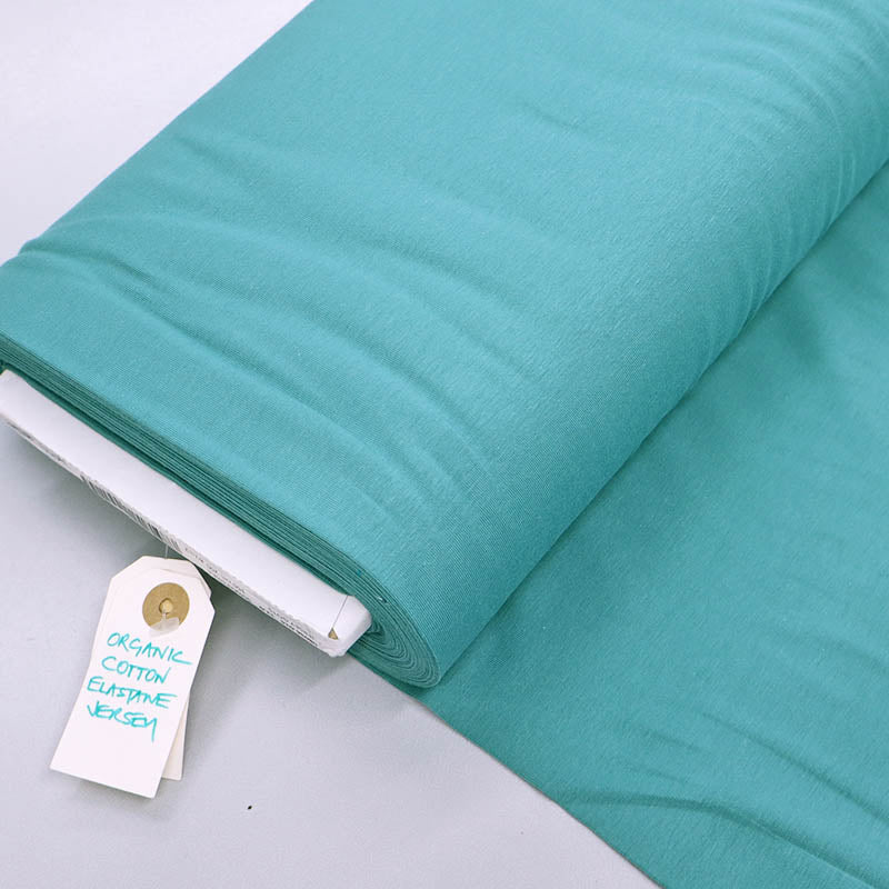 95% Cotton 5% Elastane Spearmint Green Organic Cotton Jersey Fabric