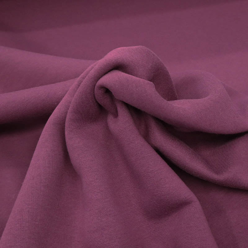 82% Organic Cotton 18% Recycled Polyester Berry Dark Red Sweatshirt fabric