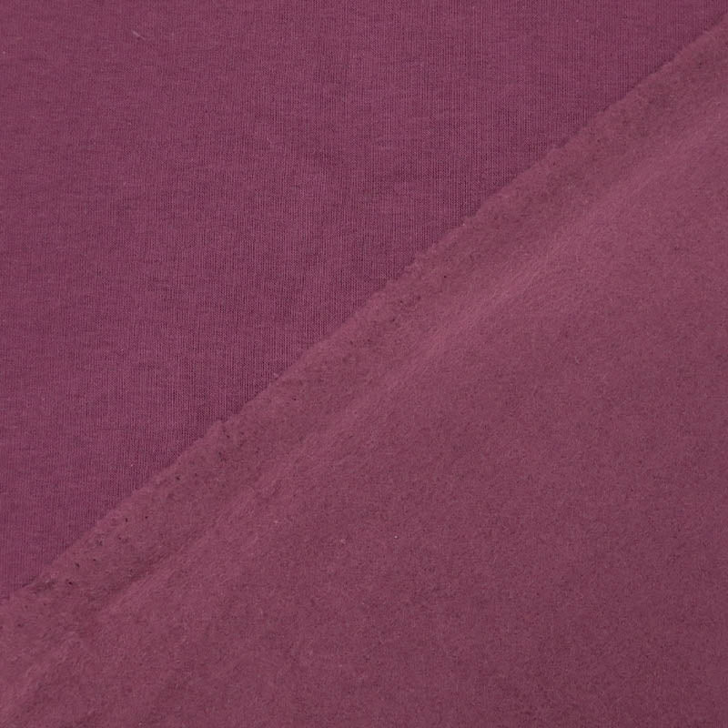 82% Organic Cotton 18% Recycled Polyester Berry Dark Red Sweatshirt fabric