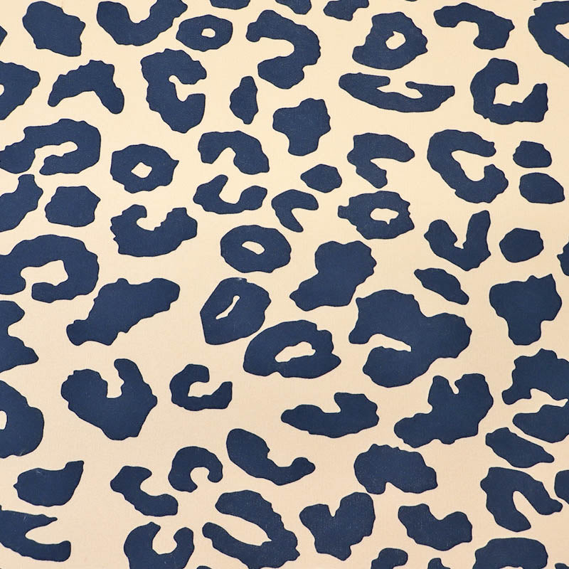 82% Organic Cotton 18% Recycled Polyester Cream Sweatshirt fabric with navy blue Leopard Print