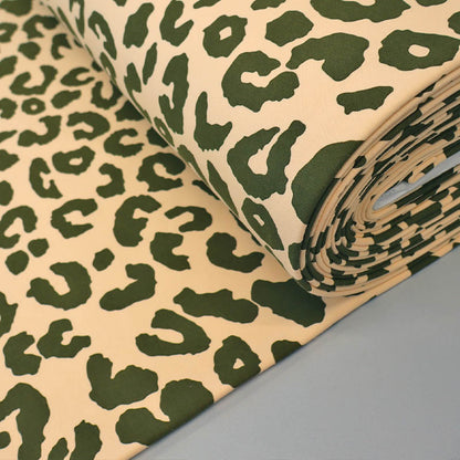 Organic Heavy Sweatshirting - Leopard - Olive Green