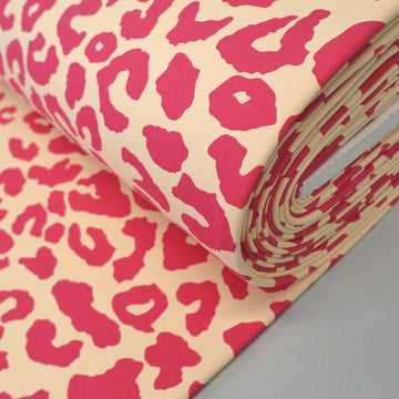 82% Organic Cotton 18% Recycled Polyester Pink and Cream Sweatshirt fabric - Leopard Print