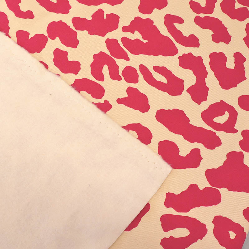 82% Organic Cotton 18% Recycled Polyester Pink and Cream Sweatshirt fabric - Leopard Print