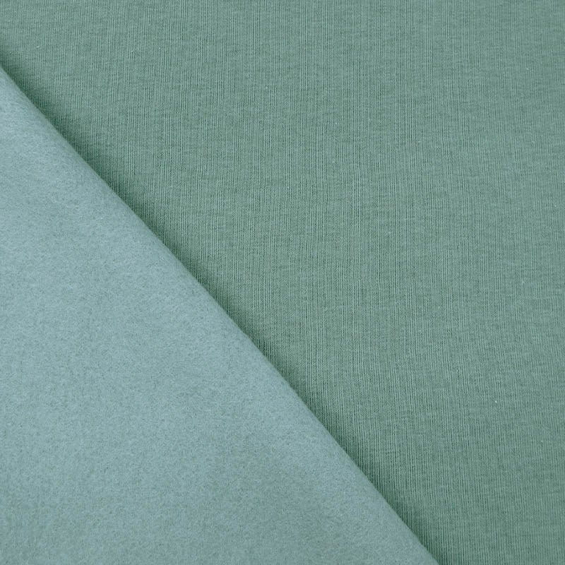 82% Organic Cotton 18% Recycled Polyester Sage Green Sweatshirt fabric