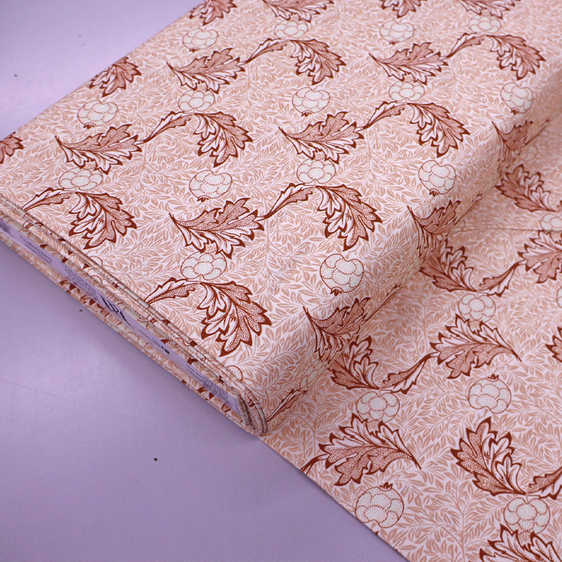 Organic William Morris Quilting Cotton Fabric Pink and Orange Apple