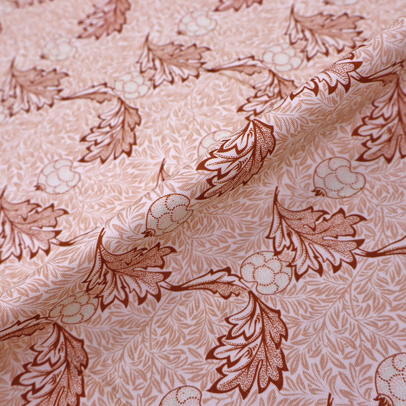 Organic William Morris Quilting Cotton Fabric Pink and Orange Apple