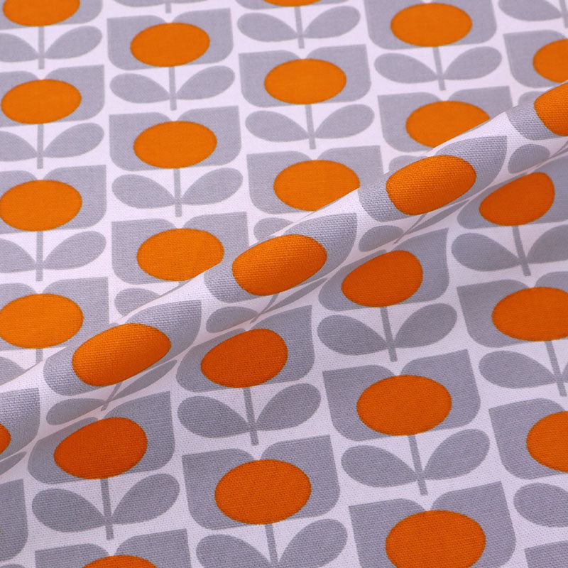 100% cotton Orla Kiely Fabric - Ditsy Cyclamen Orange and Grey
