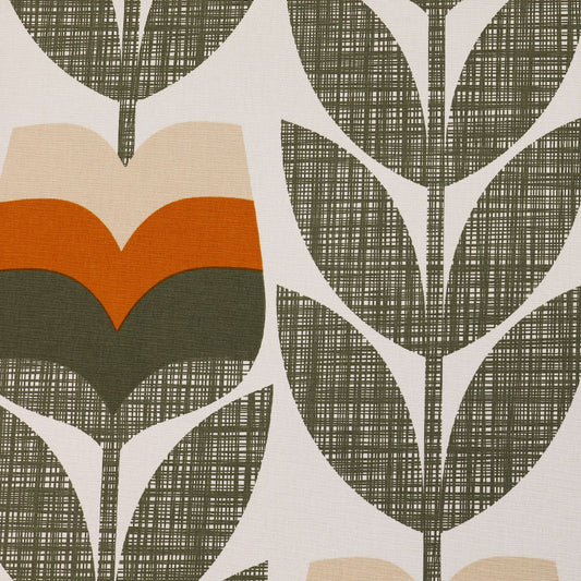 Orla Kiely Furnishing Fabric - Rosebud - Orange