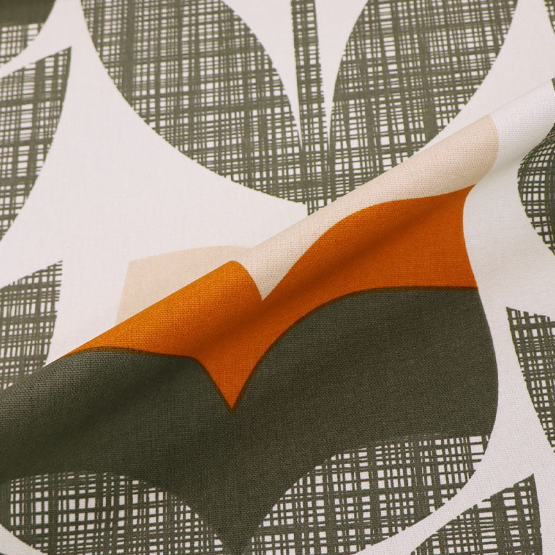 100% cotton Orla Kiely Fabric - Rosebud Orange and Grey
