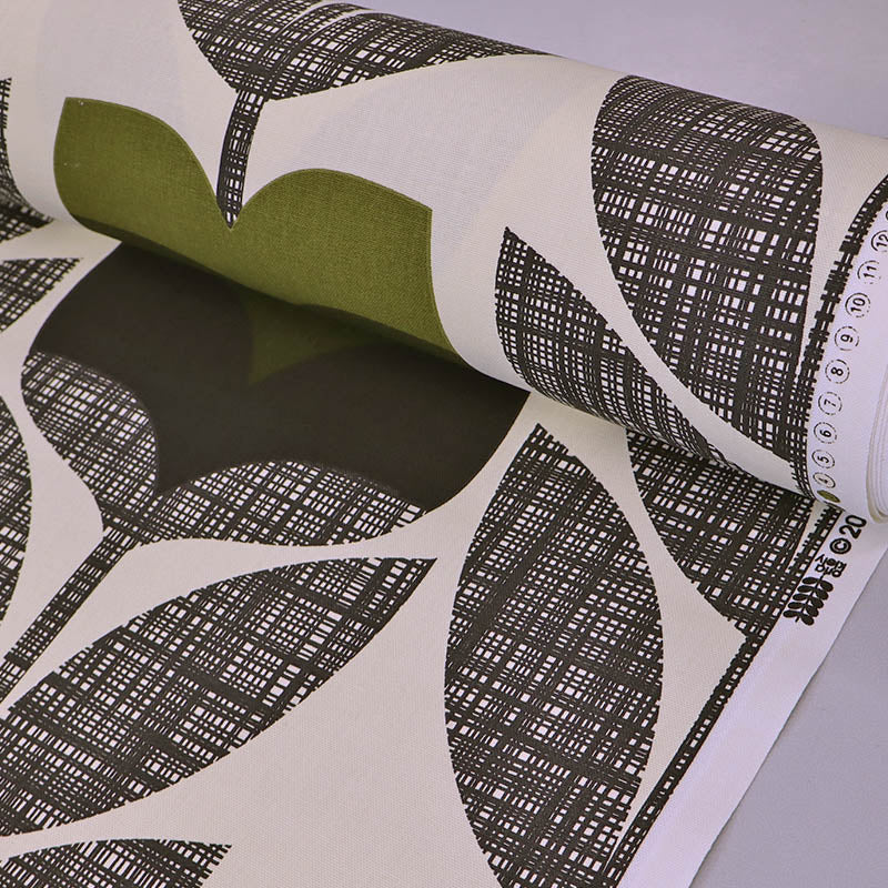 100% cotton Orla Kiely Fabric - Green Moss Rosebud