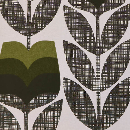 Orla Kiely Furnishing Fabric - Rosebud - Moss