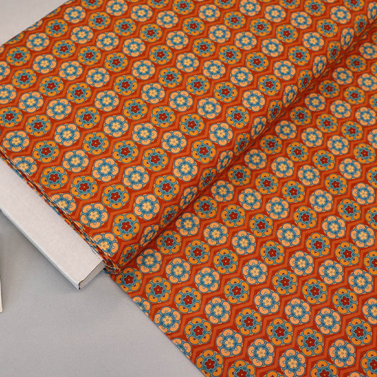 Patchwork Cotton - Orange - Bean Daisy