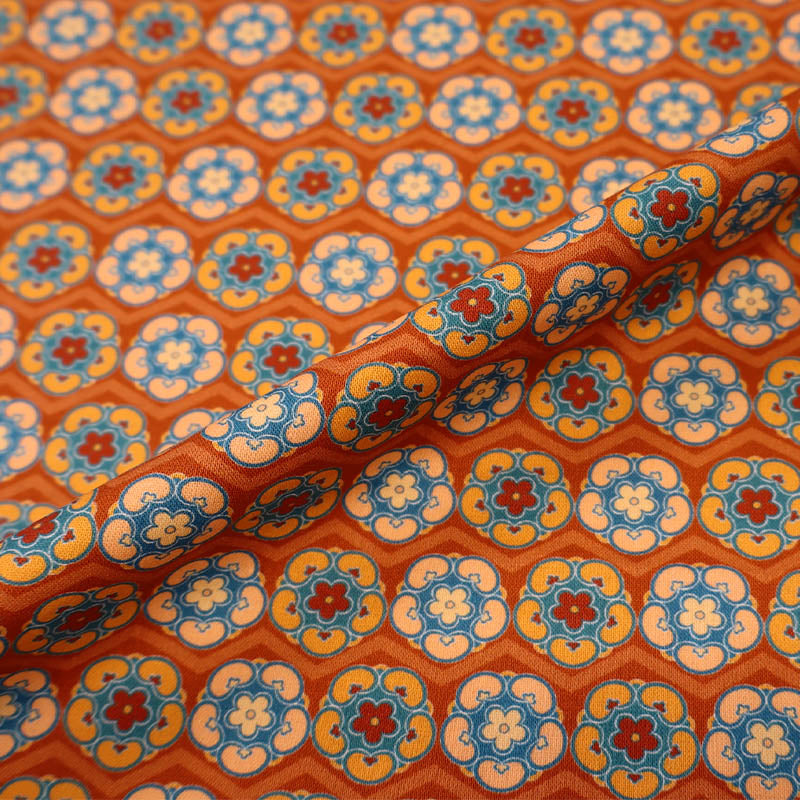 Patchwork Cotton - Orange - Bean Daisy