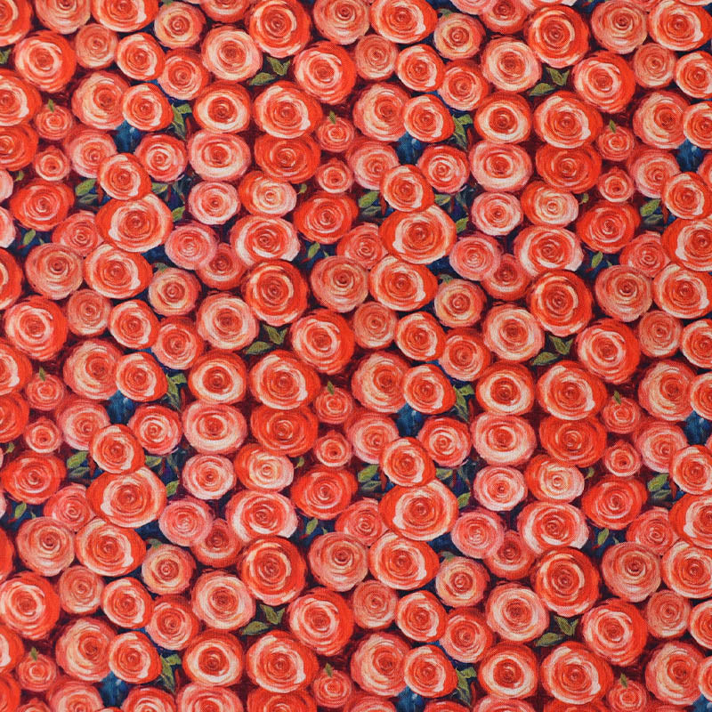 100% Cotton Orange Cotton Fabric - Rose Print