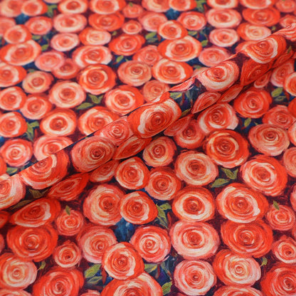 Patchwork Cotton - Orange - Roses