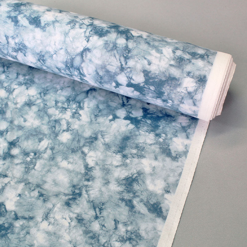 Pale Blue and White Tie Dye effect patchwork cotton fabric