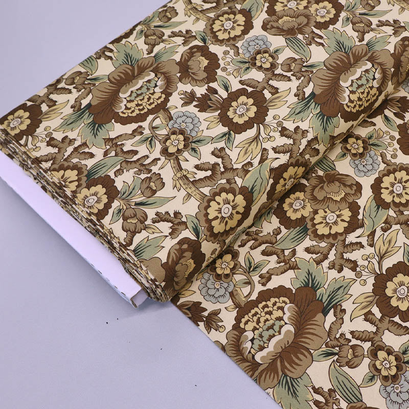 100% Cotton Dutch Heritage Fabric - Brown Floral