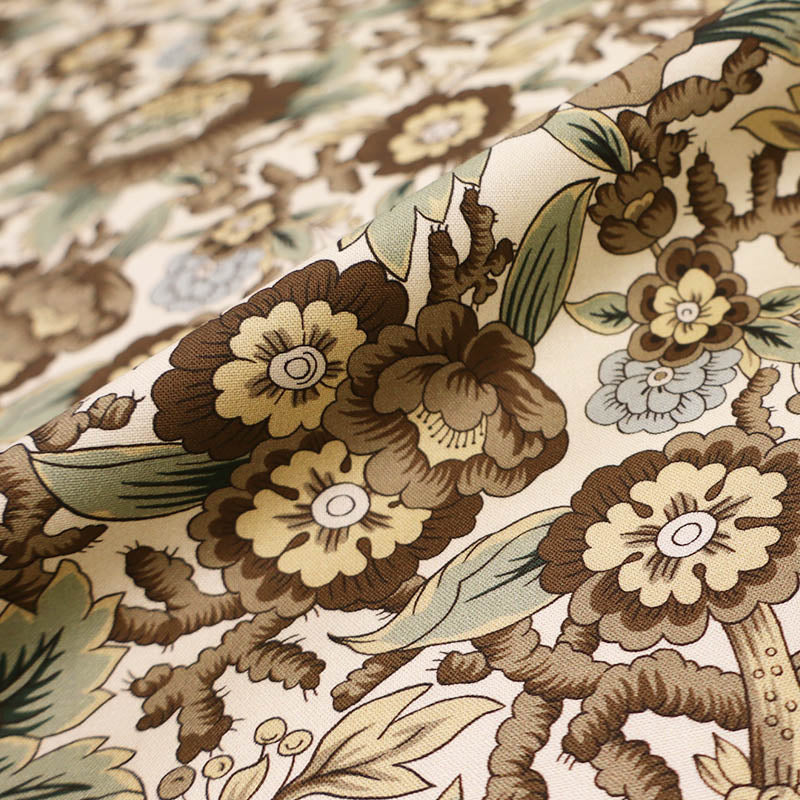 100% Cotton Dutch Heritage Fabric - Brown Floral