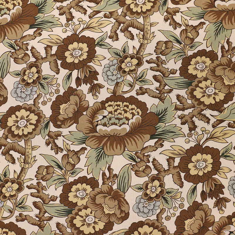 100% Cotton Dutch Heritage Fabric - Brown Floral
