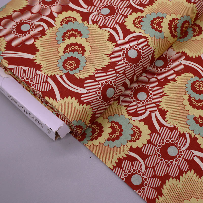 100% Cotton Floral Dutch Heritage Fabric - Red and Yellow