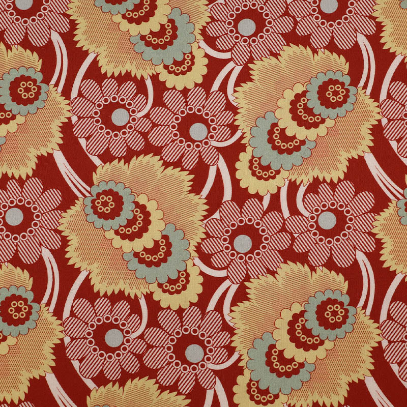 100% Cotton Floral Dutch Heritage Fabric - Red and Yellow