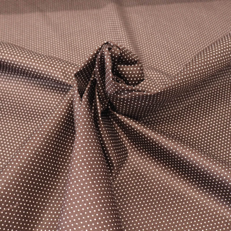 100% Cotton Poplin Pin Dot Polka Dot Fabric - Brown