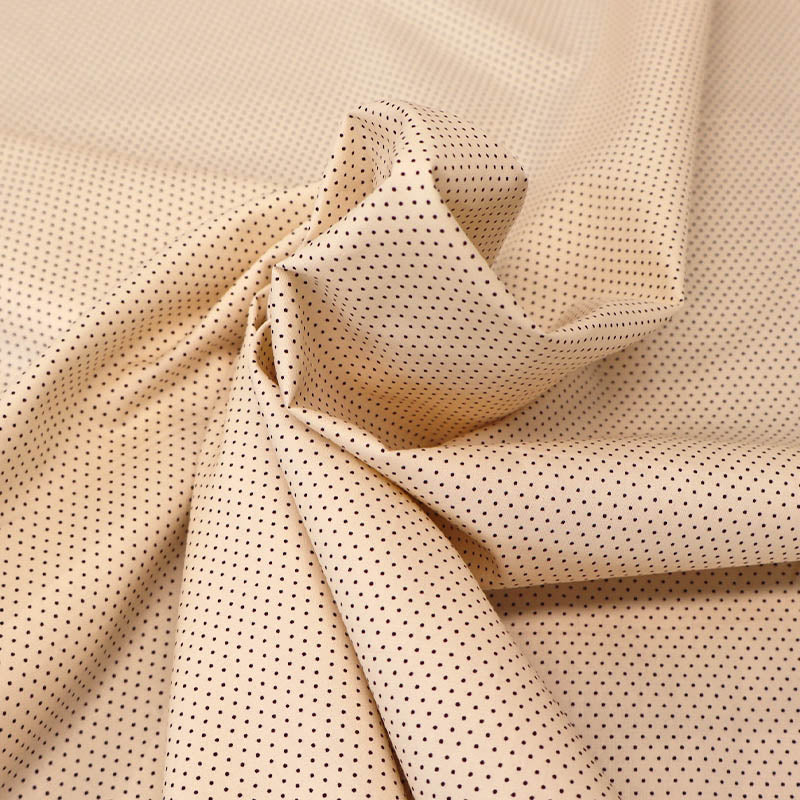 Pin Dot Cotton Poplin - Cream and Brown