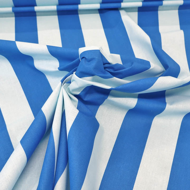 Plain Weave 5cm Stripe - Bright Blue and Pale Blue