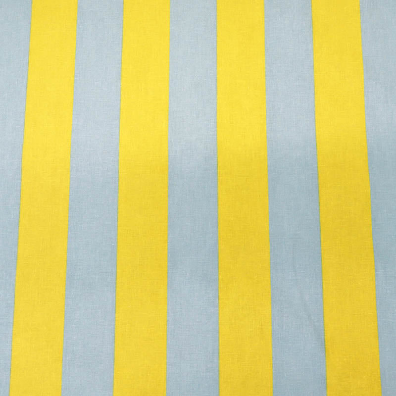 100% Cotton Plain Weave Yellow and Blue 5cm Striped Cotton Dressmaking Fabric