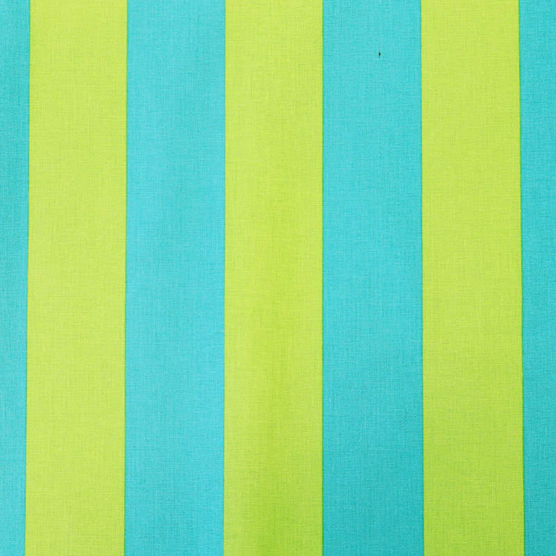 100% Cotton Plain Weave Lime Green and Turquoise Striped Dressmaking Fabric