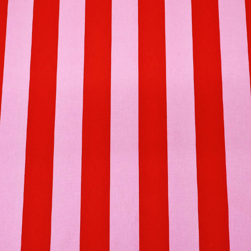 Plain Weave 5cm Stripe - Pink and Red