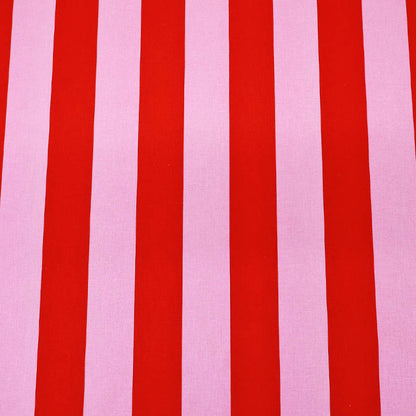 Plain Weave 5cm Stripe - Pink and Red