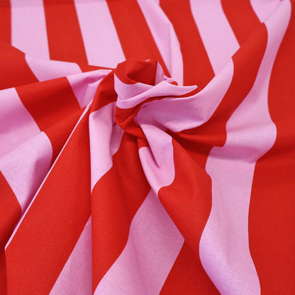 Plain Weave 5cm Stripe - Pink and Red