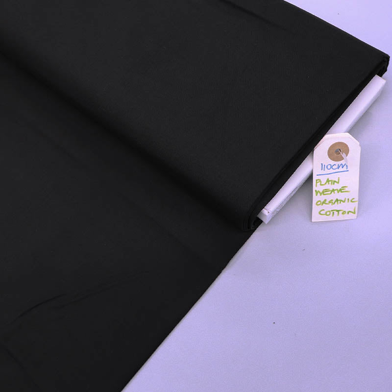 100% Organic Cotton Plain Weave Black Organic Cotton Fabric