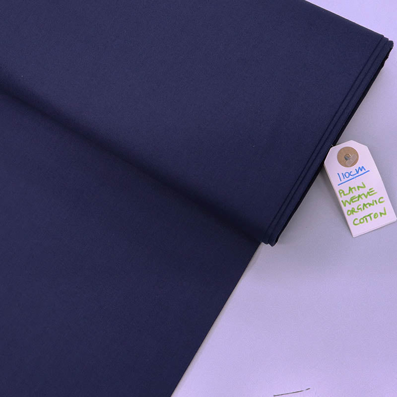 100% Organic Cotton Plain Weave Dark Blue Organic Cotton Fabric