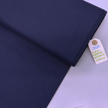100% Organic Cotton Plain Weave Dark Blue Organic Cotton Fabric