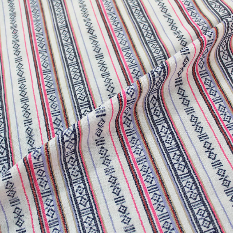 White and Blue Stripe 100% polyester Jacquard Fabric