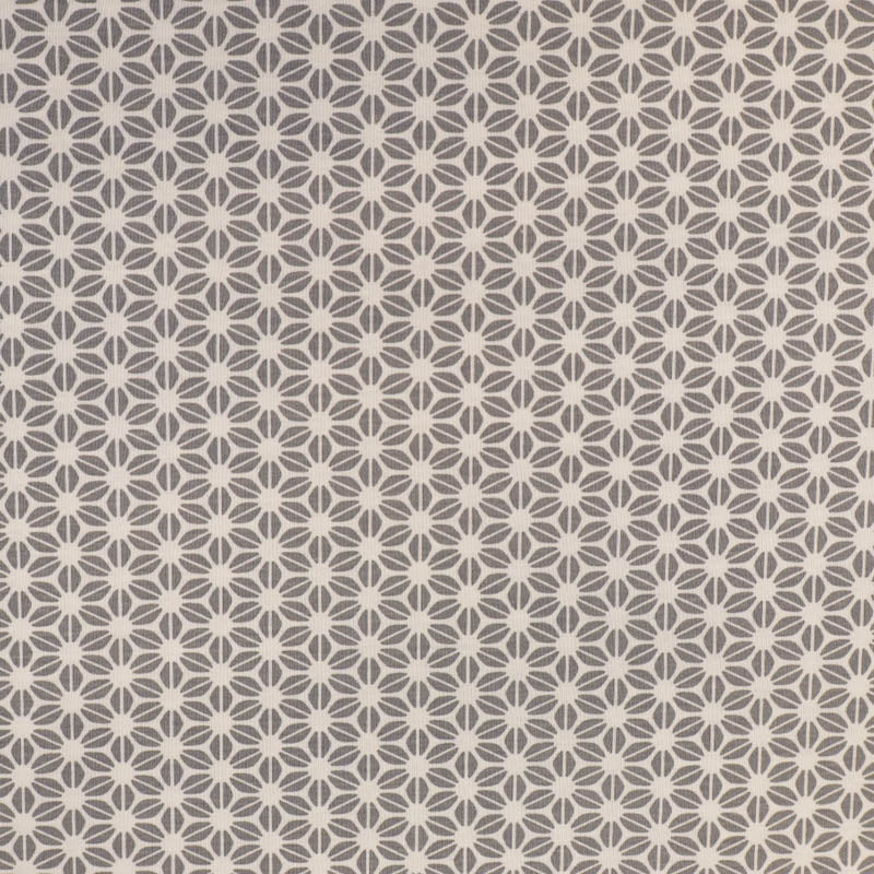 95% Cotton 5% Elastane Water Repellent Jersey Fabric - Grey and Cream Geometric Print